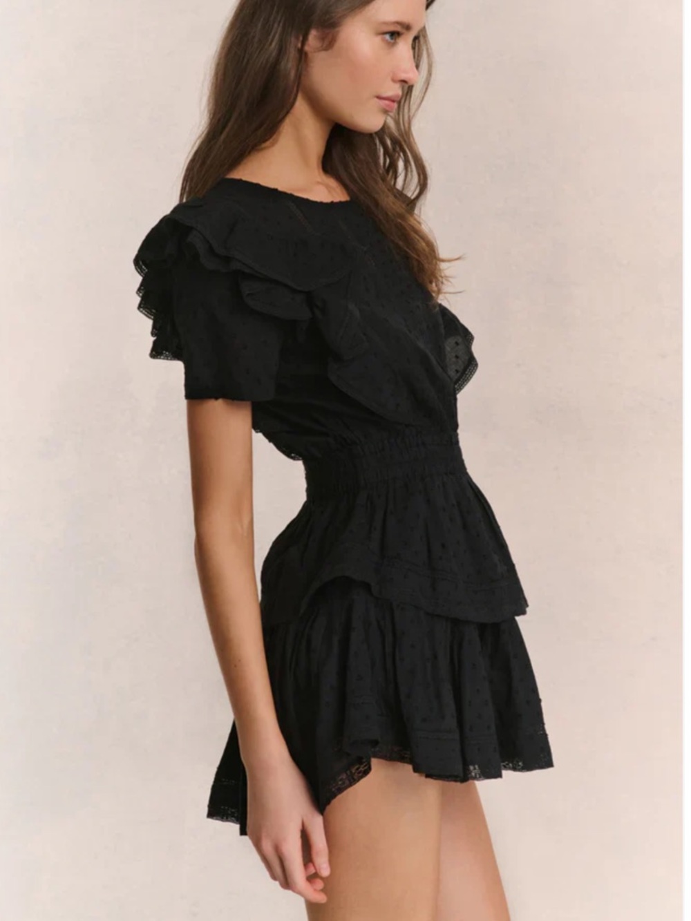 LoveShackFancy Natasha Dress Black Ruffle Cottagecore Punk Whimsigoth Size S